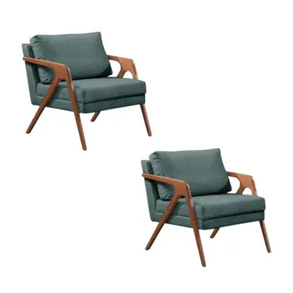 Kit 02 Poltronas Mona Luxo Premium Base Em Madeira Maciça - Magna Estofados