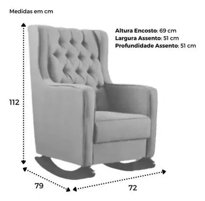 Poltrona Amamentação Balanço Com Puff Versão Premium Itália - Magna Estofados