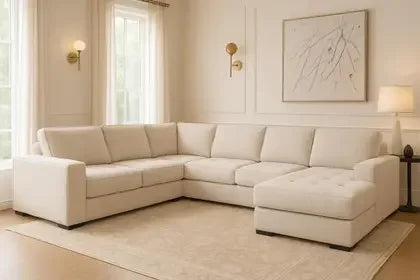 Sofá de Canto Gênova Master Linha Alta 6 Lugares com Chaise Premium Molas Ensacadas - Magna Estofados