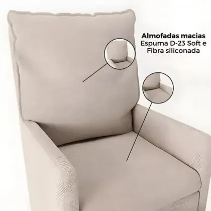 Poltrona Amamentação Versão Premium Bia Balanço Com Puff - Magna Estofados