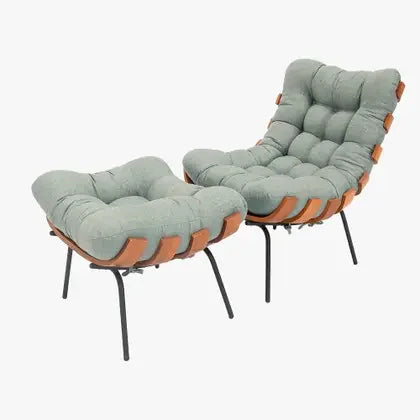 Poltrona Costela Luxo + Puff Decorativo Premium -  Magna Estofados