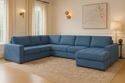 Sofá de Canto Gênova Master Linha Alta 6 Lugares com Chaise Premium Molas Ensacadas - Magna Estofados