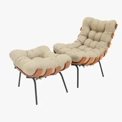 Poltrona Costela Luxo + Puff Decorativo Premium -  Magna Estofados